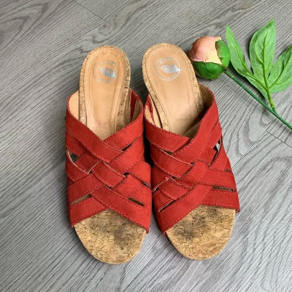 Nurture burnt orange leather espadrille wedges